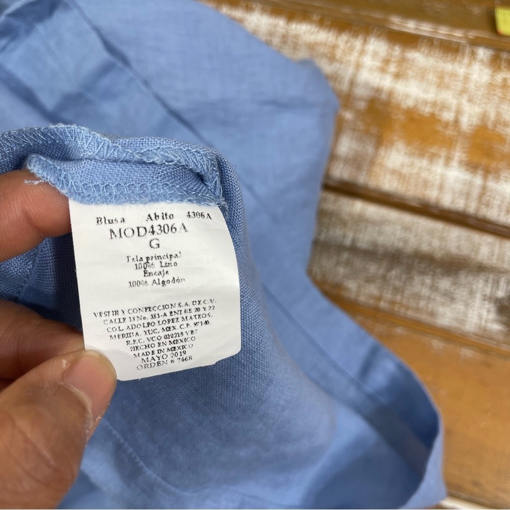 abito Linen Sleeveless Blouse Size L Color Blue - Picture 6 of 10